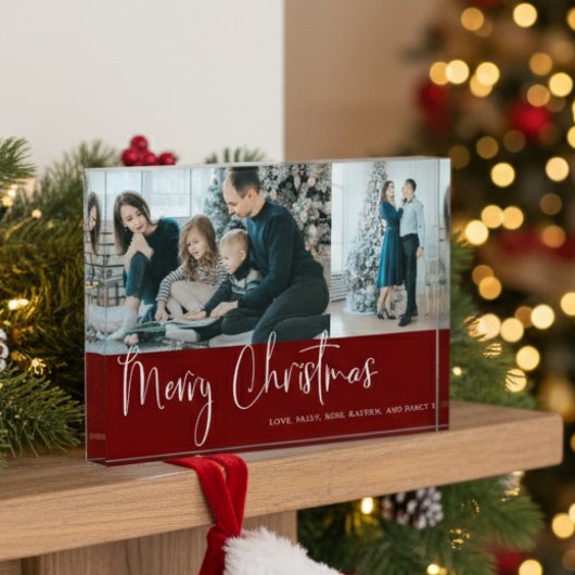 Bloc Photo Joyeux Noël Script 2 Photo Collage Holiday Red