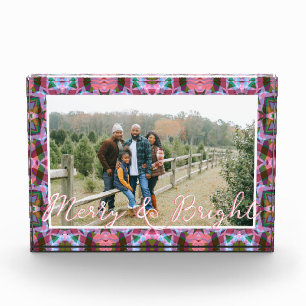 Bloc Photo Joyeux rose vif Vert Noël Keïr personnalisé