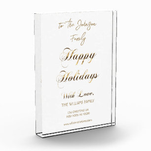 Bloc Photo Joyeux Vacances Faux Gold Script unique Noël