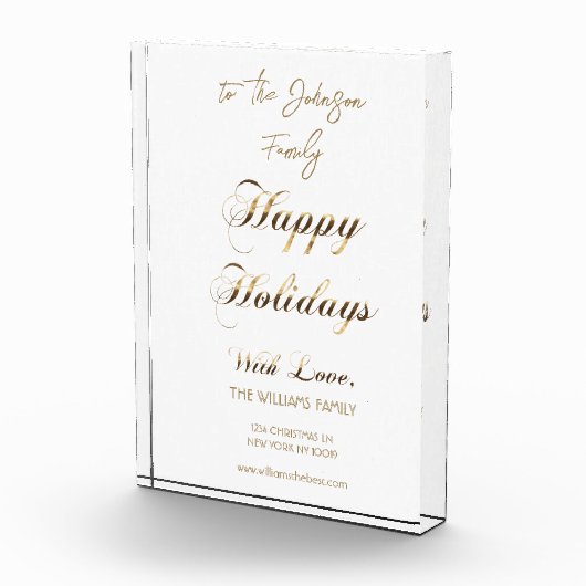 Bloc Photo Joyeux Vacances Faux Gold Script unique Noël (Droite)