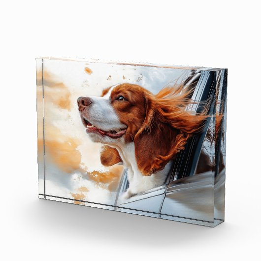 Bloc Photo Joyful Dog in the Wind Art Print (Droite)