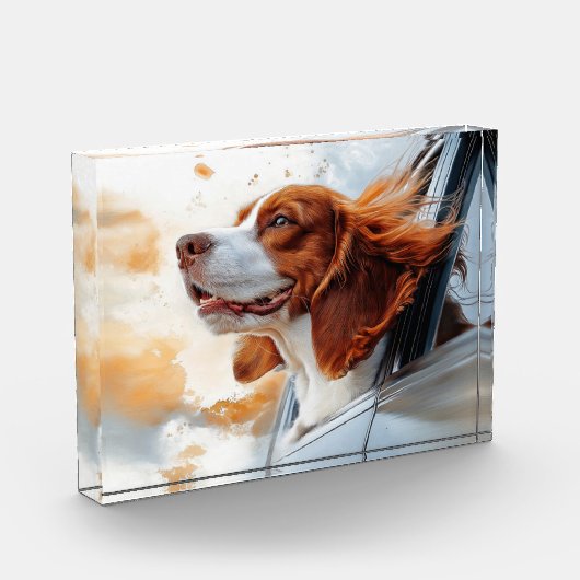 Bloc Photo Joyful Dog in the Wind Art Print (Gauche)