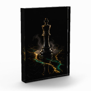Bloc Photo La Photo Acrylique du Roi d'Échecs Souverain Luxe