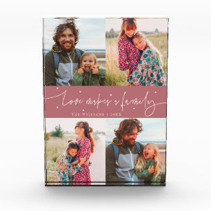 Bloc Photo L'amour fait une famille Écriture moderne rose