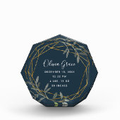 Bloc Photo Laurel Leaf Baby Birth Stats Acrylic Block (Devant)