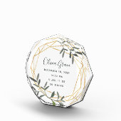 Bloc Photo Laurel Leaf Baby Birth Stats Acrylique Block (Droite)