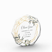 Bloc Photo Laurel Leaf Baby Birth Stats Acrylique Block (Gauche)