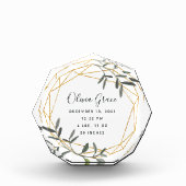 Bloc Photo Laurel Leaf Baby Birth Stats Acrylique Block (Devant)