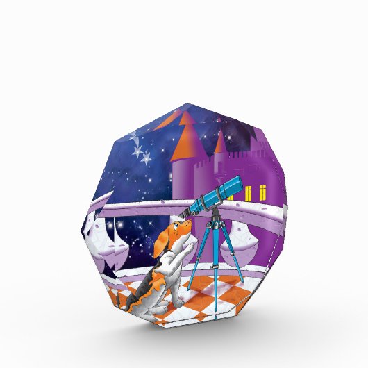 Bloc Photo Le chien regarde à travers le télescope (Gauche)