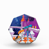 Bloc Photo Le chien regarde à travers le télescope (Devant)