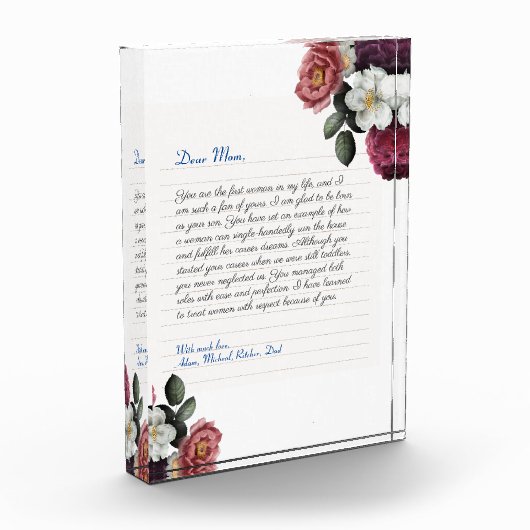 Bloc Photo Lettre d'amour manuscrite simple Carnet personnali (Gauche)