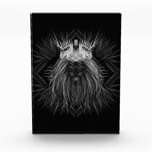 Bloc Photo Lion avec monogramme de couronne (Devant)