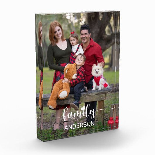 Bloc Photo Love Family White Script Photo verticale personnal (Gauche)