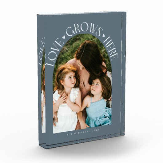 Bloc Photo Love Grows Here Modern Arch Slate Blue (Gauche)