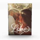 Bloc Photo LOVE Moderne Calligraphie Simple Mariage Keepsaké (Devant)