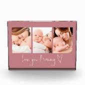Bloc Photo Love You Mommy Script Heart 3 Photos Dusty Rose (Devant)