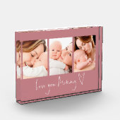 Bloc Photo Love You Mommy Script Heart 3 Photos Dusty Rose (Gauche)
