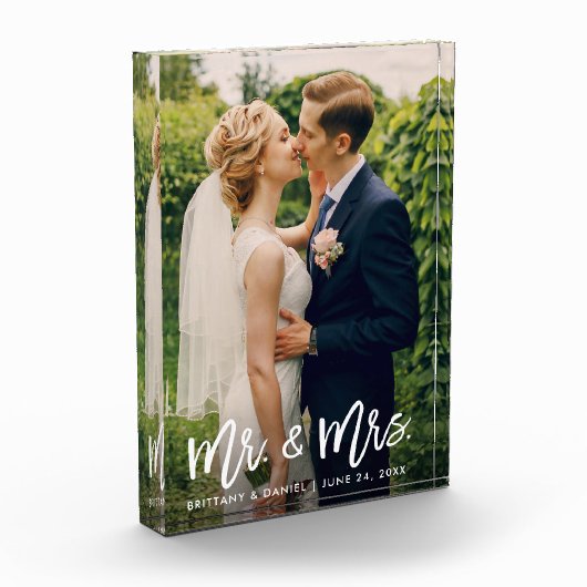 Bloc Photo M. et Mme Mariage - Script de pinceau moderne (Gauche)