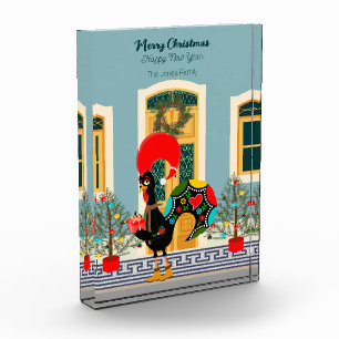 Bloc Photo Maison de Noël portugaise avec Rooster Salutations