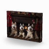 Bloc Photo Malamute en Alaska près de la cheminée Noël (Droite)