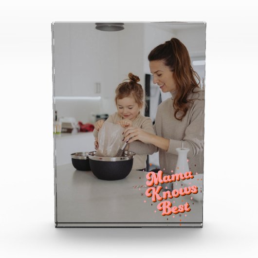 Bloc Photo Mama mignonne connaît le meilleur rose Brown rétro (Devant)