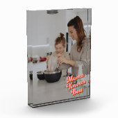 Bloc Photo Mama mignonne connaît le meilleur rose Brown rétro (Gauche)