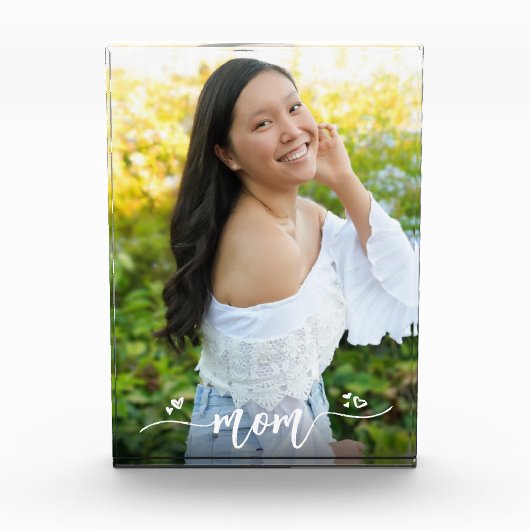 Bloc Photo Maman Calligraphie manuscrite Coeurs Keepsaké pers (Devant)