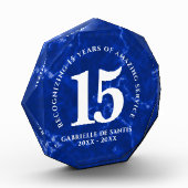Bloc Photo Marbre Bleu Élégant 15 Anniversaire Du Travail (Gauche)