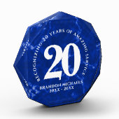 Bloc Photo Marbre Bleu Élégant 20 Anniversaire du travail (Gauche)