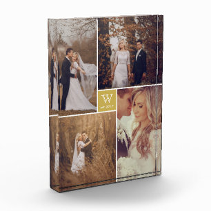 Bloc Photo Mariage Carré moderne Monogramme Collage Photo Blo