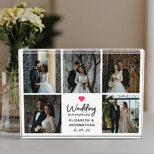 Bloc Photo Mariage écrit Mémoires Couple Collage Cœur Rose