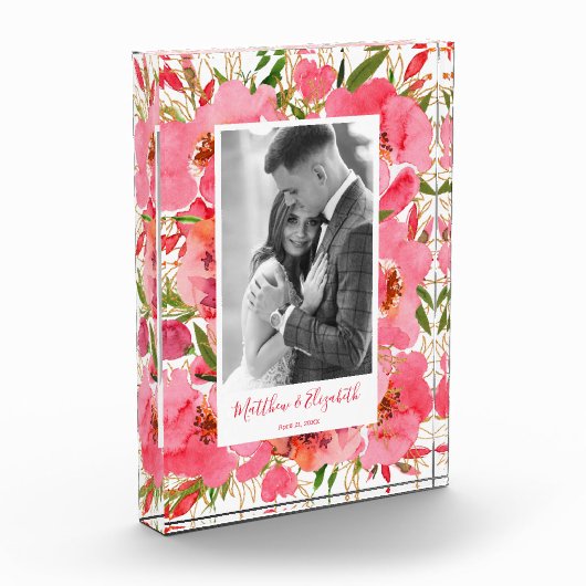 Bloc Photo Mariage floral aquarelle personnalisé (Gauche)