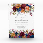 Bloc Photo Marine Marsala Orange Keepsaké Mariage Invitation (Devant)