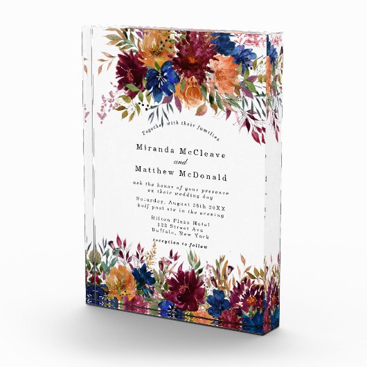 Bloc Photo Marine Marsala Orange Keepsaké Mariage Invitation (Droite)