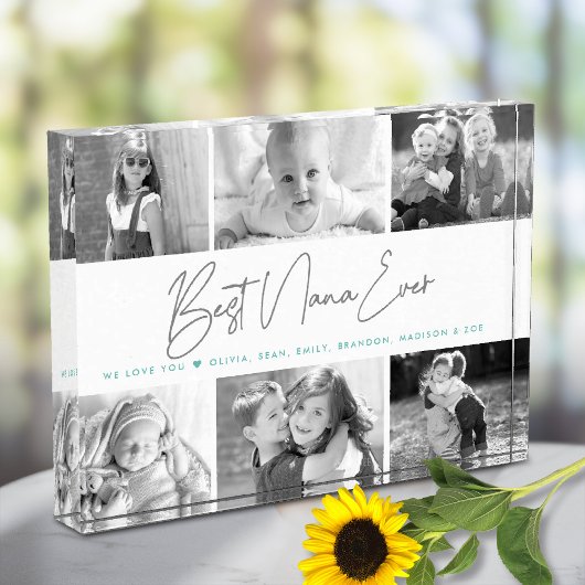Bloc Photo Meilleur Nana jamais moderne Gris Script Custom Co