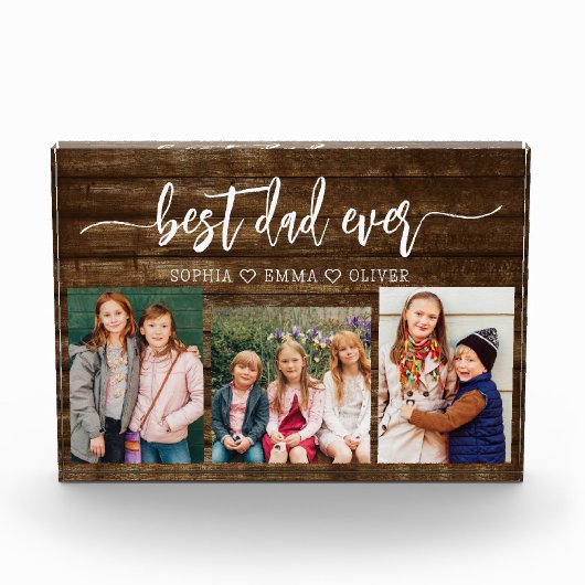 Bloc Photo Meilleur Papa Jamais - Fête des pères en bois - Co (Devant)