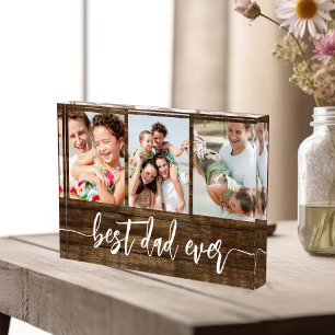 Bloc Photo Meilleur papa Jamais Fête des pères en bois Collag