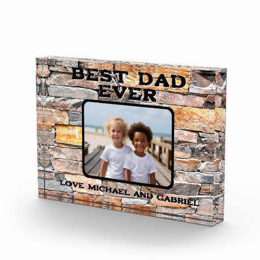 Bloc Photo Meilleur papa Jamais Flagstone en pierre affamée b (Droite)