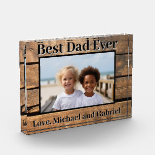 Bloc Photo Meilleur papa Jamais modèle photo en bois affamé