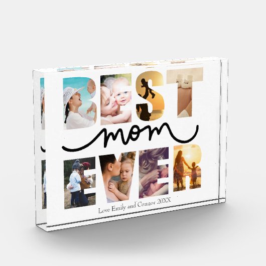 Bloc Photo Meilleure maman jamais heureux mères jour texte en (Gauche)