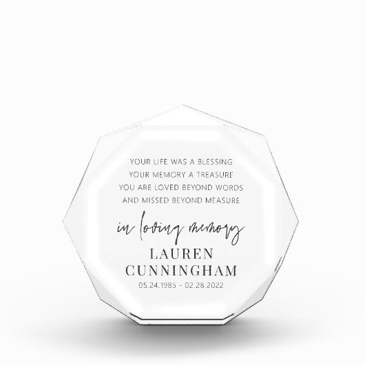 Bloc Photo Mémorial Moderne Élégant Simple Chic (Devant)