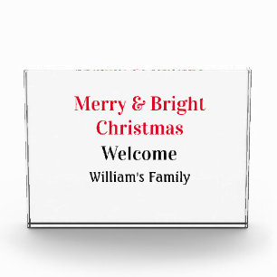 Bloc Photo Merry Bright Christmas ajouter nom de famille bien