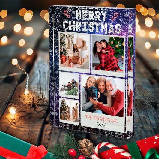 Bloc Photo Merry Christmas Doodle Starry Night 5 Photo Famill