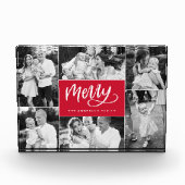 Bloc Photo Merry Script Christmas Holiday Photo Collage Block (Devant)