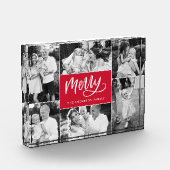 Bloc Photo Merry Script Christmas Holiday Photo Collage Block (Gauche)