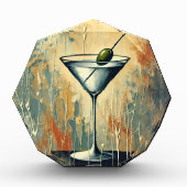 Bloc Photo Mid Century Mixed Media Martini Art (Devant)