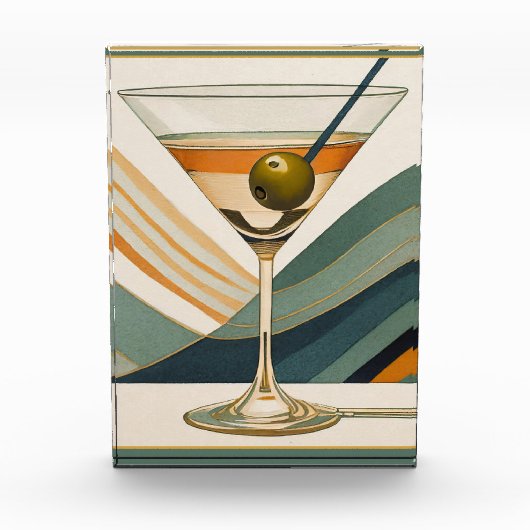 Bloc Photo Mid Century Modern Martini Cocktail Heure (Devant)
