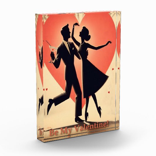 Bloc Photo Mid Century Valentine Dancing Couple avec Martini (Gauche)