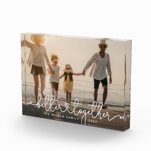 Bloc Photo Mieux Ensemble Script moderne Custom Family Heart (Droite)