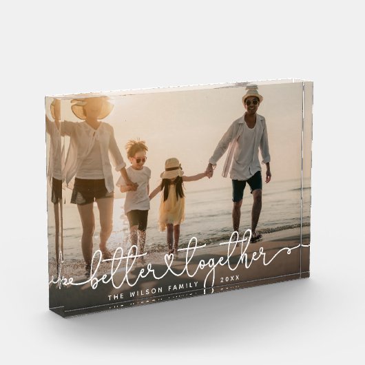 Bloc Photo Mieux Ensemble Script moderne Custom Family Heart (Gauche)